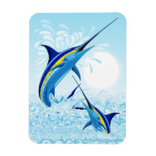 Blauer Marlin springt aus dem Ozean Magnet
