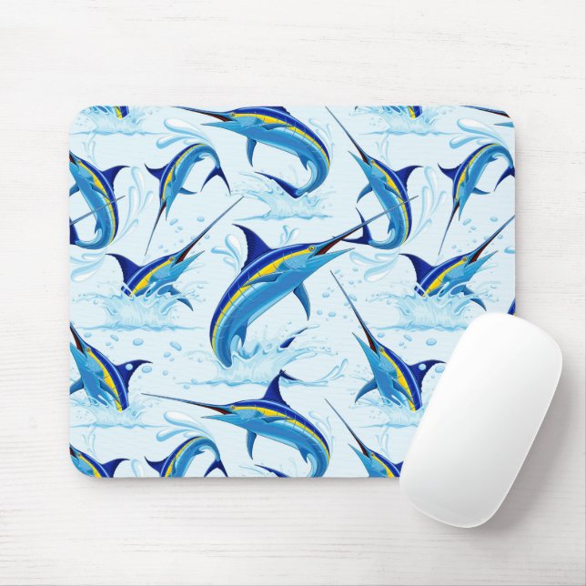 Blauer Marlin springt aus dem Ozean Mousepad (Mit Mouse)