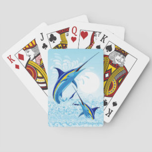 Blauer Marlin springt aus dem Ozean Spielkarten
