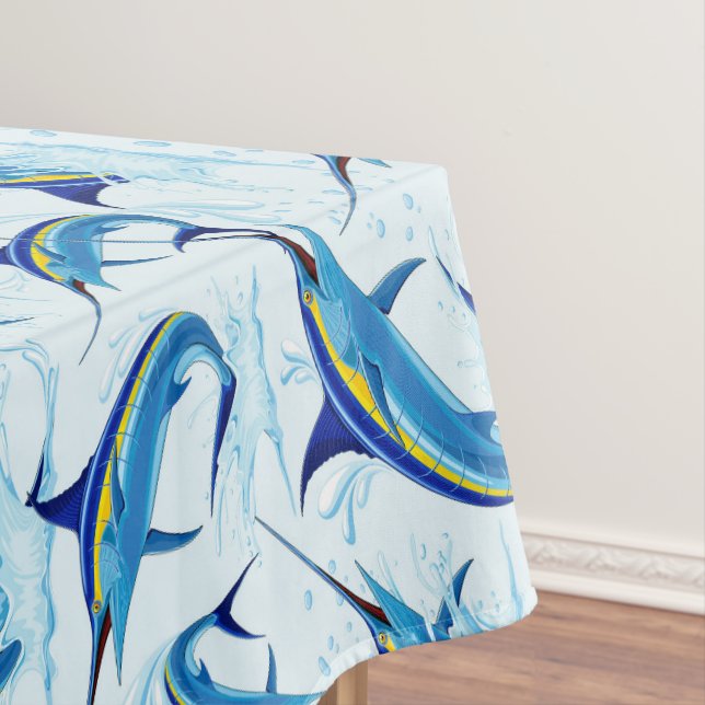 Blauer Marlin springt aus dem Ozean Tischdecke (Beispiel)