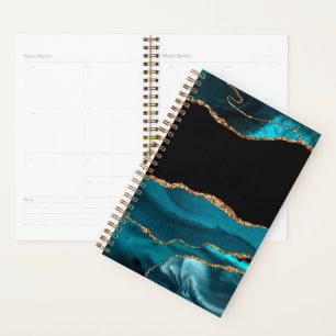 Blauer Marmor Agate Glamour Black Golden Glitzer Planer