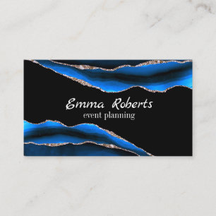 Blauer Marmor Agate Granite Mosaik Golden Modern Visitenkarte