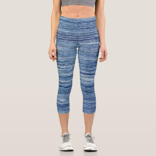 Blauer Marmor Capri Leggings