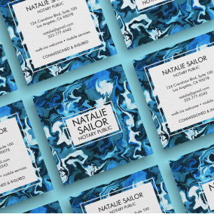 Blauer Marmor Einzigartiger Minimaler Moderner Not Quadratische Visitenkarte