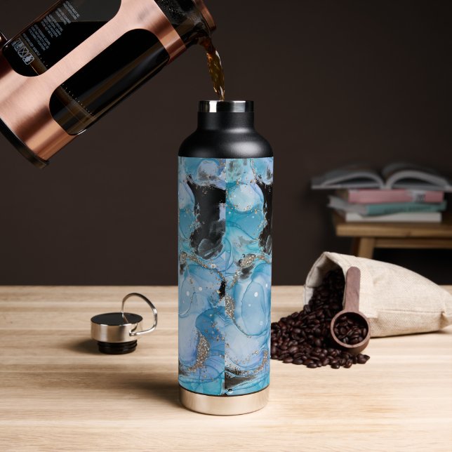 Blauer Marmor Gemustert Thor Kupfer Vakuum 32 oz Trinkflasche (Kaffee)