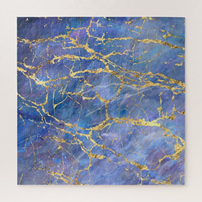 Blauer Marmor Gold Abstrakte Textur (Vertikal)