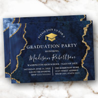 Blauer Marmor Gold Cap Grad Party