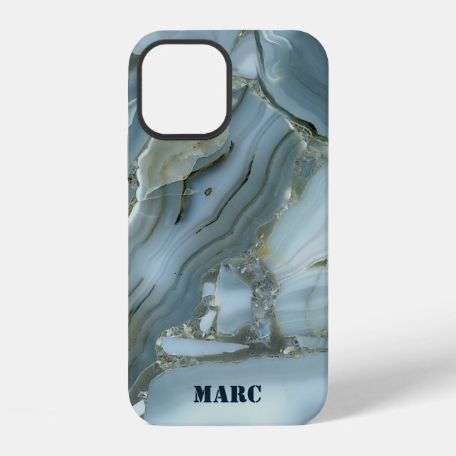 Blauer Marmor iPhone 12 Hülle (Rückseite)