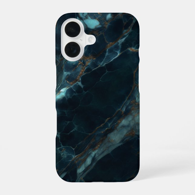 Blauer Marmor iPhone 16 Hülle (Rückseite)