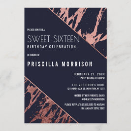 Blauer Marmor-Marmor-Diagonal-Süße 16 Einladung