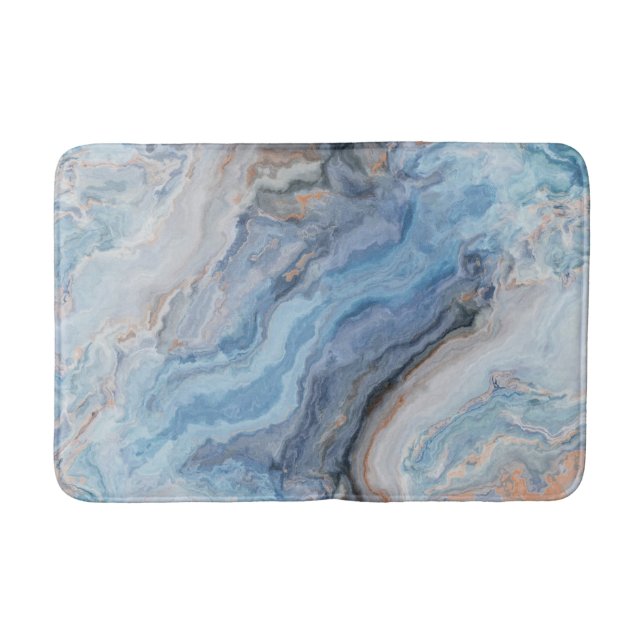 Blauer Marmor mit Hübscher goldschwarzer Dekoratio Badematte (Vorderseite)