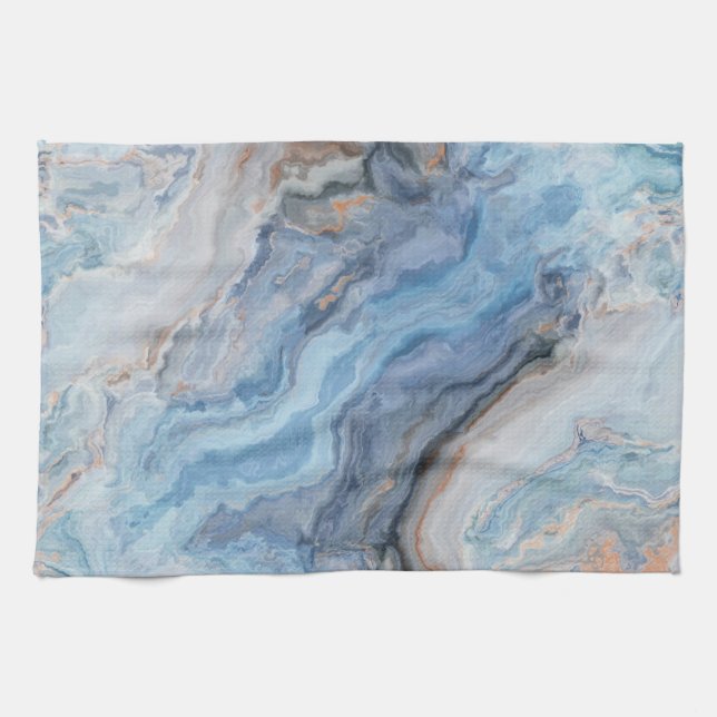Blauer Marmor mit Hübscher goldschwarzer Dekoratio Geschirrtuch (Horizontal)