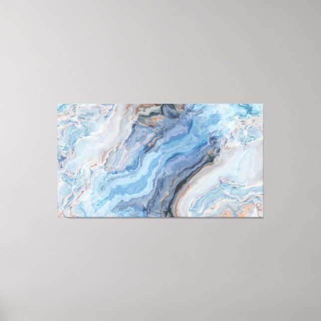 Blauer Marmor mit Hübscher goldschwarzer Dekoratio Leinwanddruck (Vorderseite)