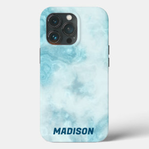 Blauer Marmor mit Namen Case-Mate iPhone Hülle