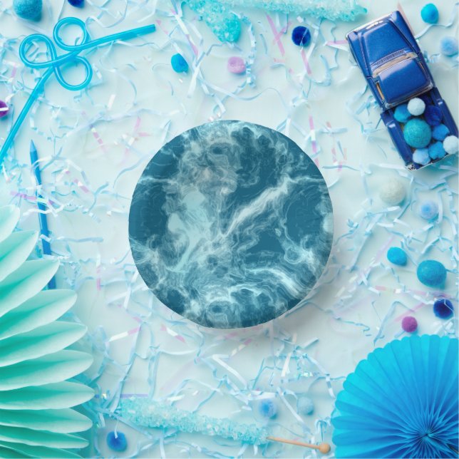 Blauer Marmor Pappteller (Party)