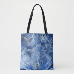 Blauer Marmor und goldene Textur Tasche