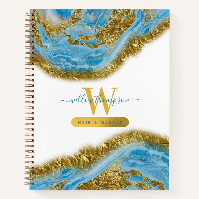 Blauer Marmor und Goldfolie Notizbuch (Vorderseite)