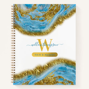 Blauer Marmor und Goldfolie Notizbuch