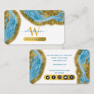 Blauer Marmor und Goldfolie Visitenkarte