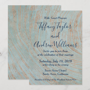 Blauer Marmor und Kupferhochzeit Einladung