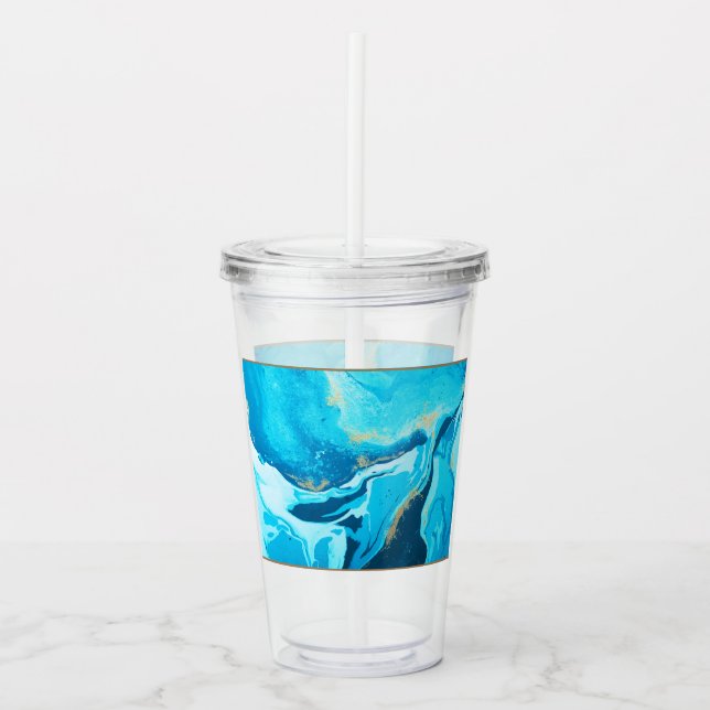 Blauer Marmorschimmer Akryllischer Tumbler Acryltrinkbecher (Vorderseite)