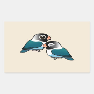 Blauer maskierter Lovebird Adorable Pair Rechteckiger Aufkleber