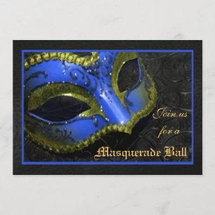 Blauer Masquerade Ball Halloween Einladung
