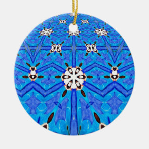 Blauer Matrizengitter Keramikornament