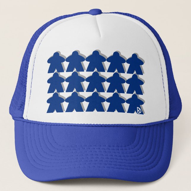 Blauer Meeple Hut Truckerkappe (Vorderseite)