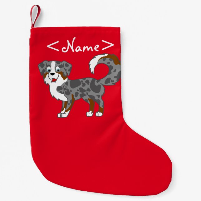 Blauer Merle australischer Schäfer-Hund Kleiner Weihnachtsstrumpf (Vorderseite)