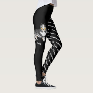 Blauer Merle Cartoon Sheltie & Name und Rasse des Leggings