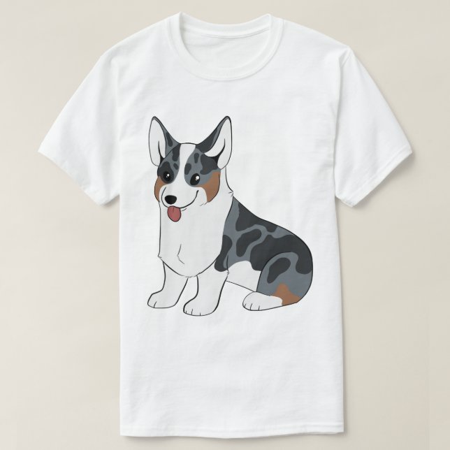 Blauer Merle Corgi T-Shirt (Design vorne)