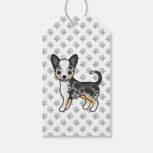 Blauer Merle Glatthaar Chihuahua Hund & Pfoten Geschenkanhänger