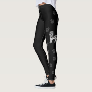 Blauer Merle Mini Goldendoodle Cartoon Hund & Pfot Leggings