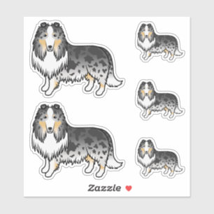 Blauer Merle Rough Collie Süße Cartoon-Hunde Aufkleber