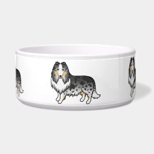 Blauer Merle Rough Collie Süßer Cartoon-Hund Napf