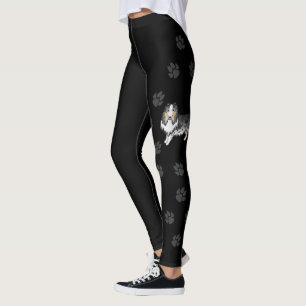Blauer Merle Rough Collie Süßer Cartoon-Hund & Pfo Leggings