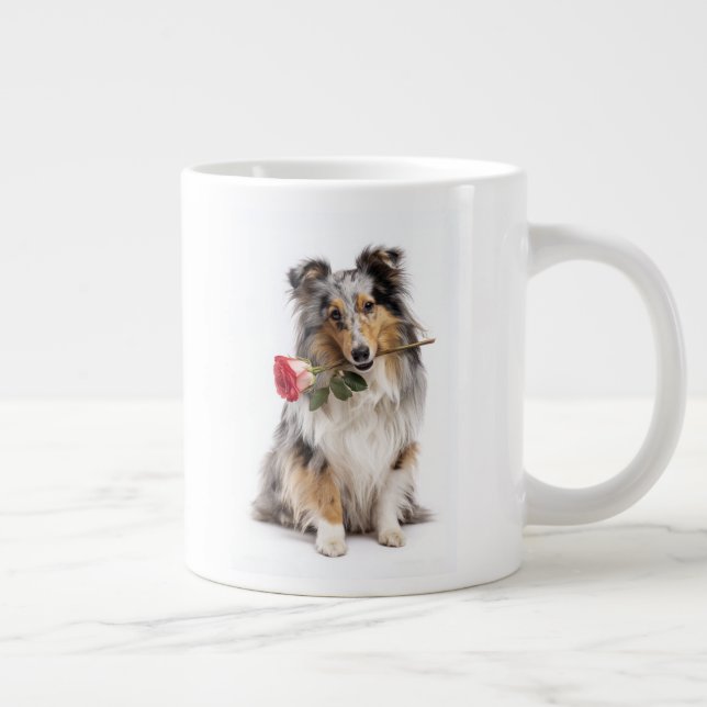 Blauer Merle Sheltie Liebe Jumbo-Tasse (Rechts)