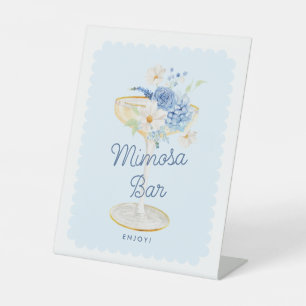 Blauer Mimosa Bar Pedestal Zeichen Sockelschild
