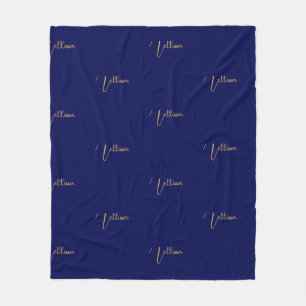 Blauer minimalistischer benutzerdefinierter Name  Fleecedecke