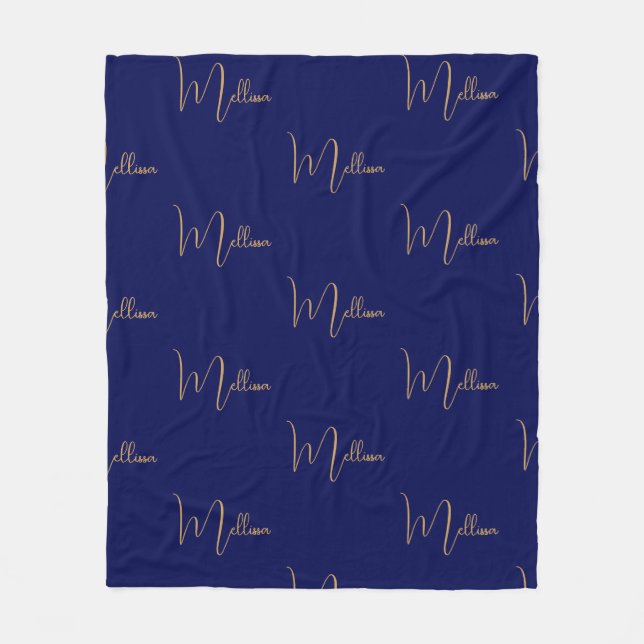 Blauer minimalistischer benutzerdefinierter Name  Fleecedecke (Vorderseite)