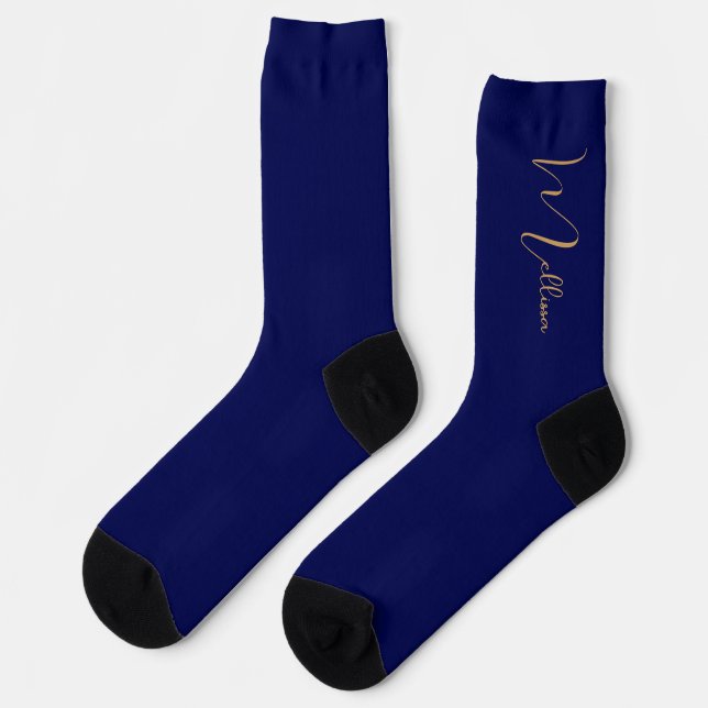Blauer minimalistischer benutzerdefinierter Name  Socken (Linkes Detail)