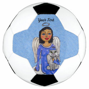 Blauer Mit Augen Engel auf der Cloud Holding White Fußball