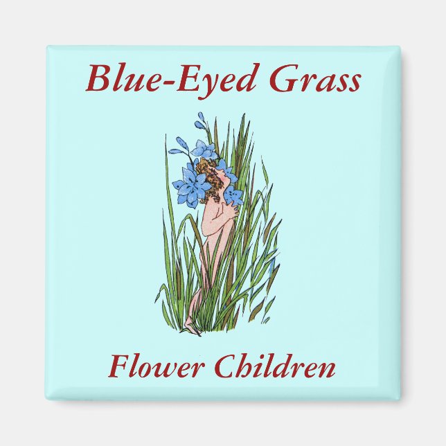 Blauer Mit Augen Gras Magnet (Vorne)