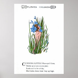 Blauer Mit Augen Gras Poster
