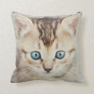 Blauer mit Augen Kitty Kissen