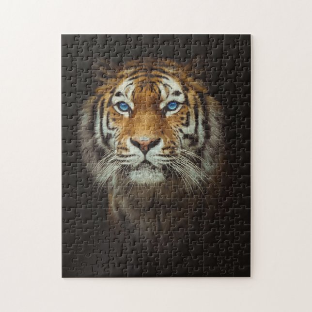 Blauer mit Augen Tiger 252-Stückpuzzle (Vertikal)
