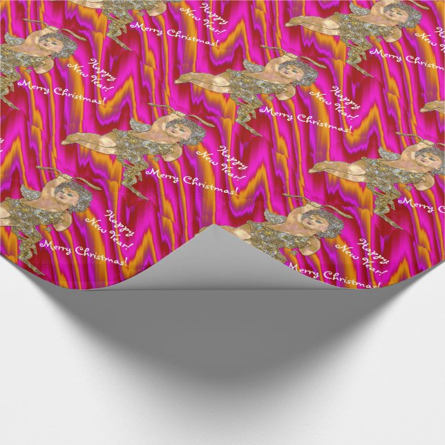 Blauer mit Augen Weihnachtsengel Geschenkpapier (Ecke)