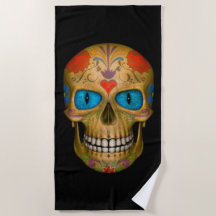 Blauer Mit Augen Zucker Skull Zombie Beach Handtuc