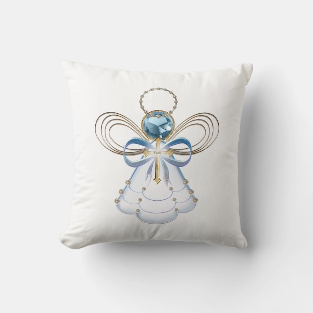 Blauer mit Filigran geschmückter Weihnachtsengel Kissen (Vorderseite)